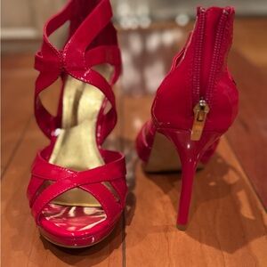 Marc Fisher Red Strappy High Heels